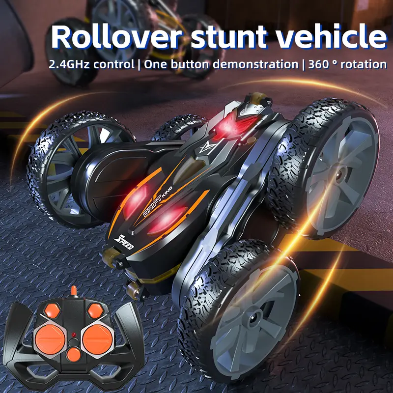 Cheap 2.4G Four Wheel 360 Degree Rotation Flip Light Function Kids Stunt Car Toy Manufacturers, Supplier