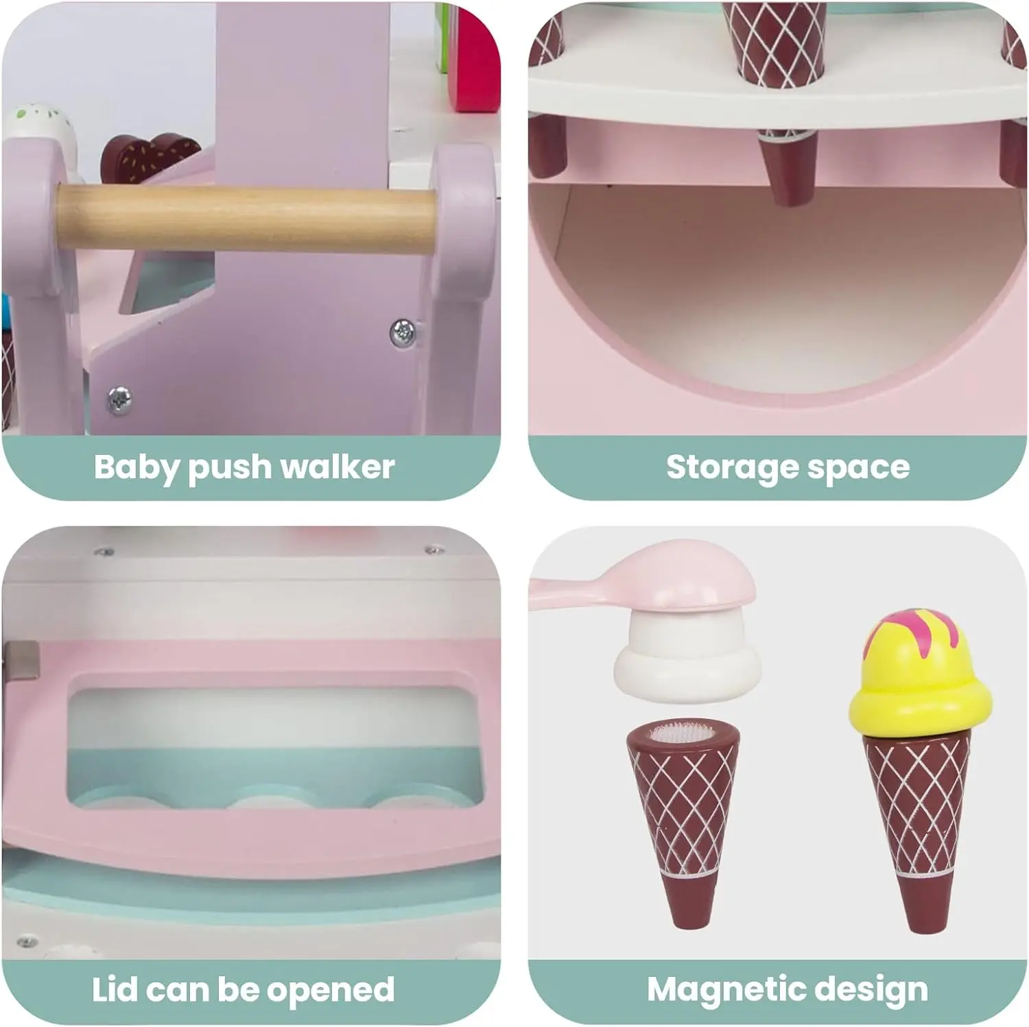 OEM Ice Cream Cart Toy Pretend Play Shopping Pushcart for Kids Girls Manufacturers, Supplier