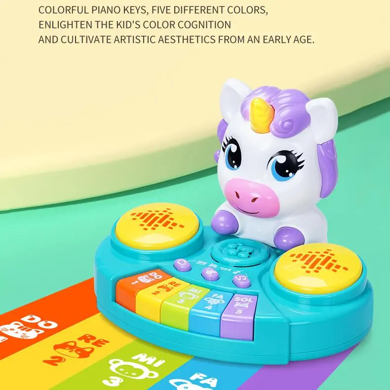 Cheap Electric Multifunctional Unicorn Drum Set Musical Toy for Babies with Lights and Sound Features Manufacturer, Supplier