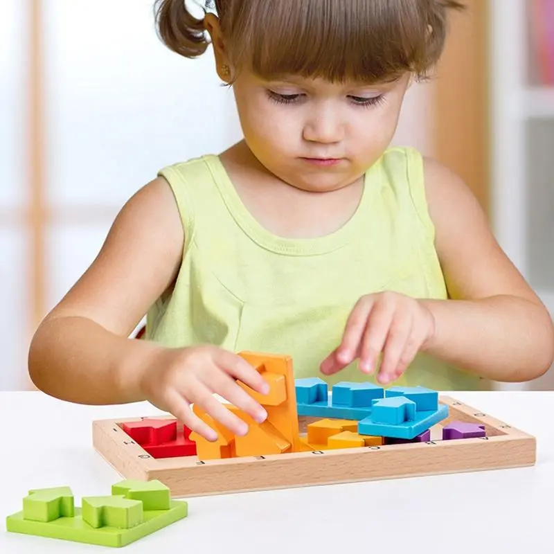OEM Educational Creative Wooden Block Toy 3D Puzzle Jigsaw Game Manufacturers, Supplier