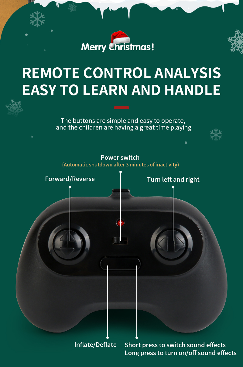 Remote Control Inflatable Santa Claus Car Toys With Music & 360° Christmas Toys Detail 2