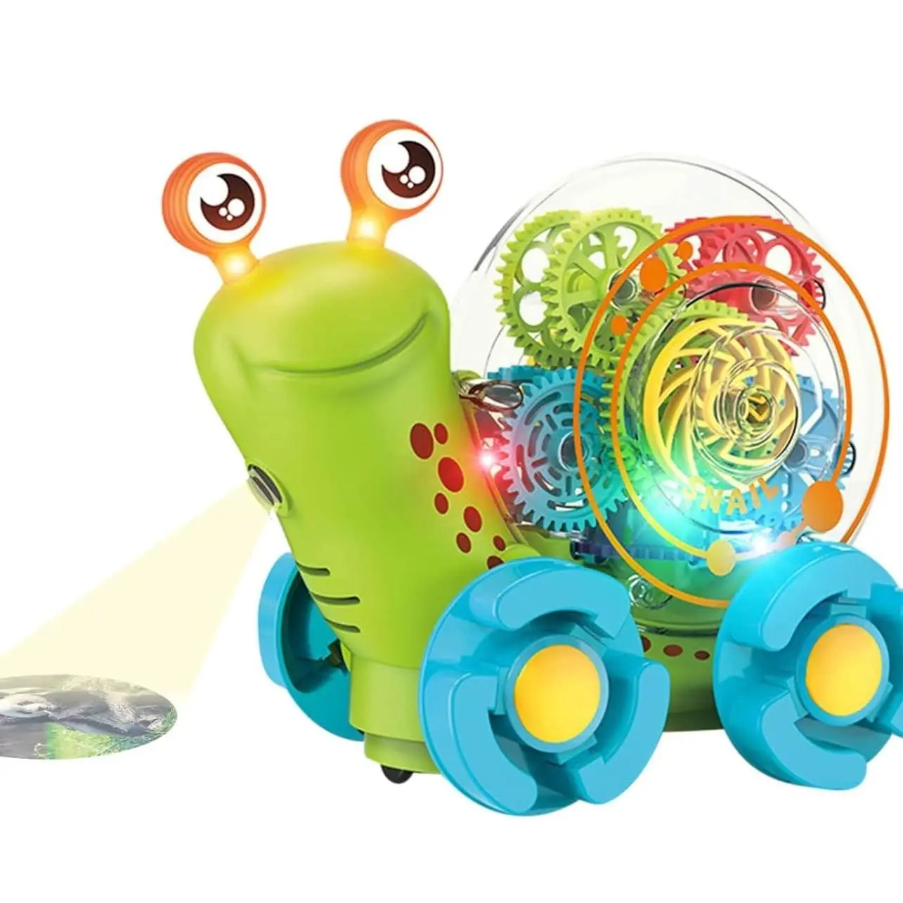 Cheap Pull String Snail Car Baby Sensory Toy Music Light Projection Supplier, Factory