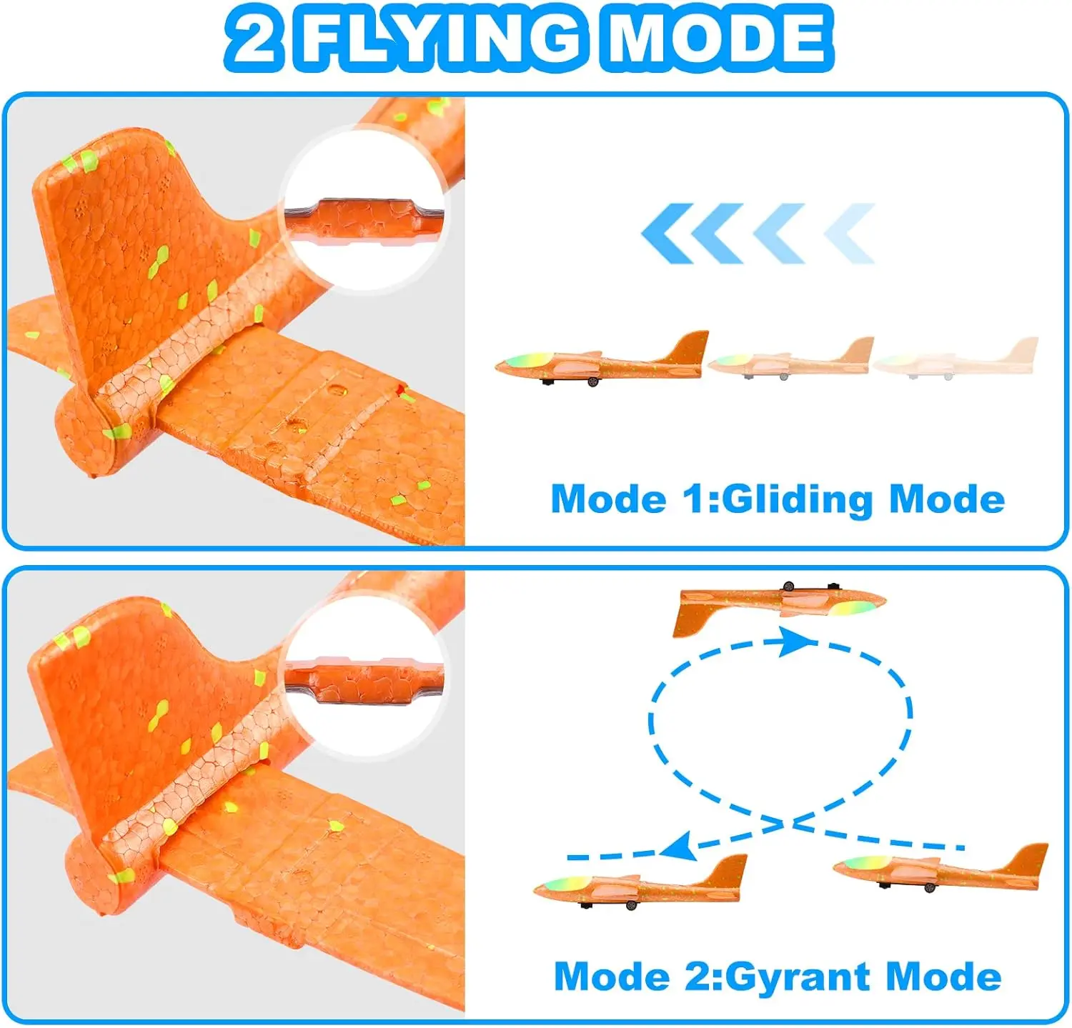 Cheap 2 Pack LED Foam Glider Airplane Toys for Boys Girls Outdoor Flying Catapult Plane Birthday Gift Manufacturers, Factories