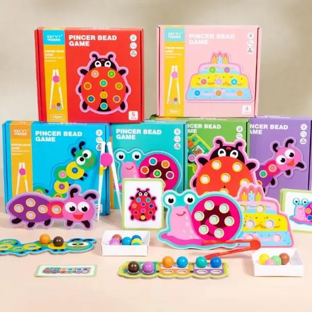 Cheap Preschool Educational Toy Sorting Color Cognition Game Wooden Clip Beads Sensory Matching Puzzle Teaching Aids Manufacturer, Factory