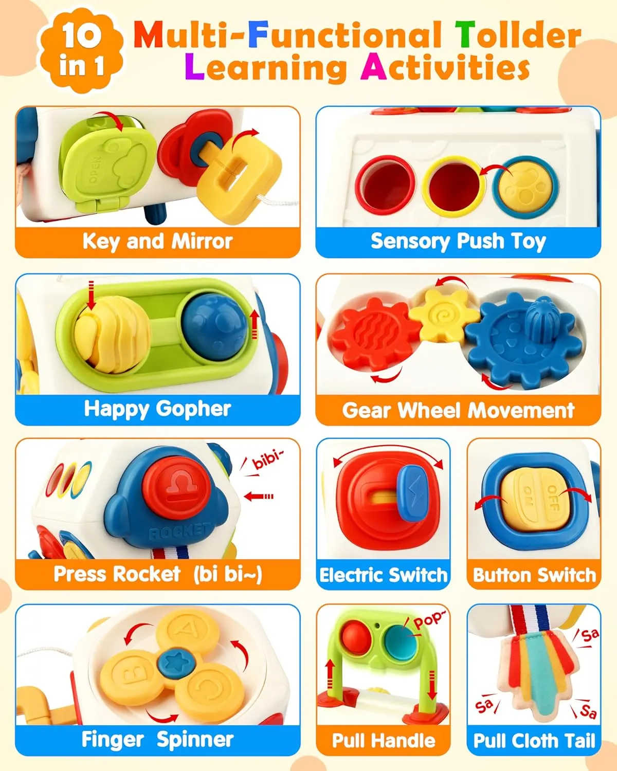 Cheap Montessori Busy Cube Sensory Fidget Board Travel Toys for Toddlers Manufacturer, Supplier
