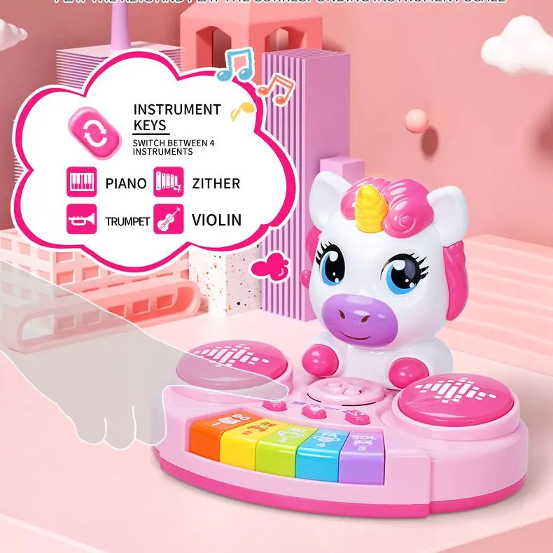 Cheap Electric Multifunctional Unicorn Drum Set Musical Toy for Babies with Lights and Sound Features Manufacturer, Supplier
