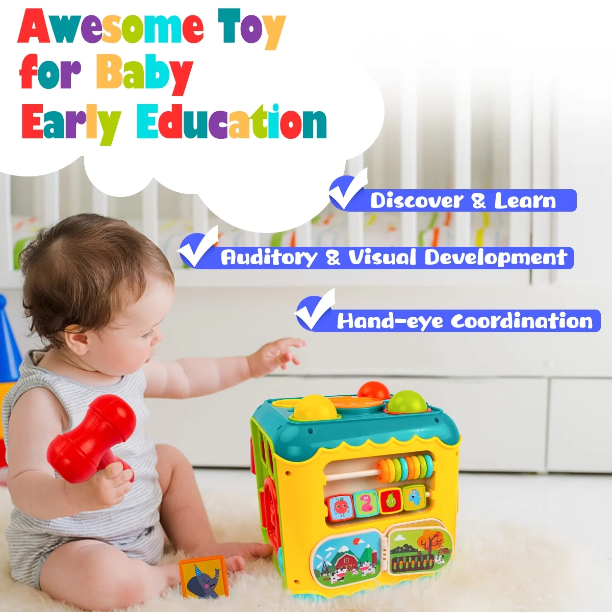 OEM Multifunction Baby Activity Cube Educational Learning Toy with Light Music Manufacturers, Factories