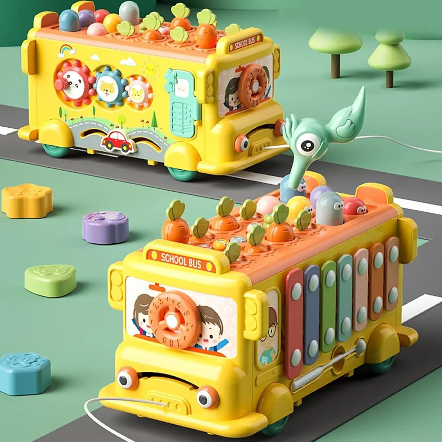 Cheap ToyMontessori Toy Baby Bus Hammering Clock Fishing Matching Game Supplier, Factory