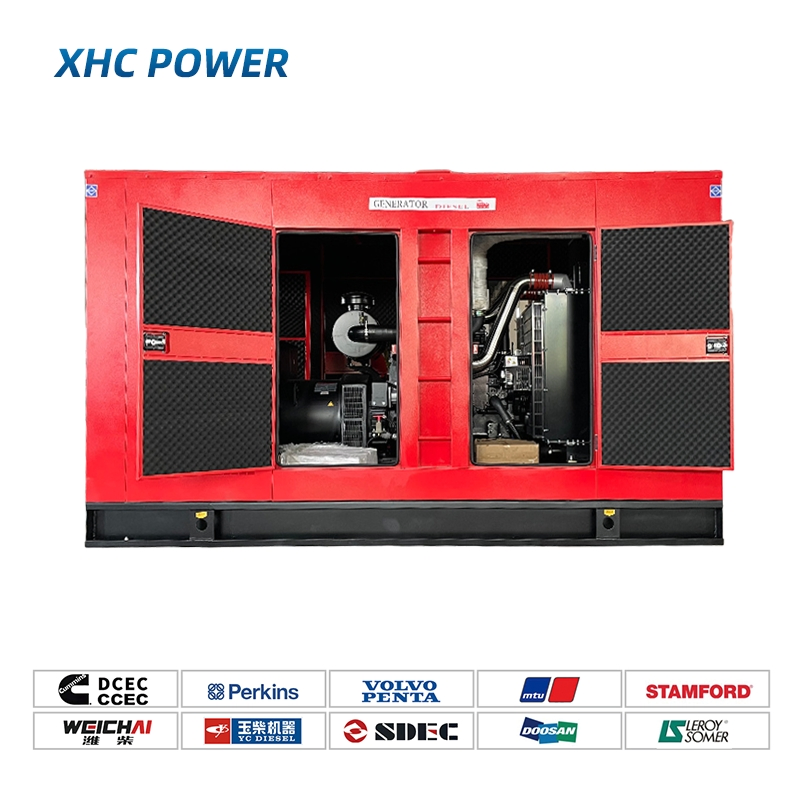 محرك كامينز بيركنز ويشاي 10kVA 15kVA 20kVA 50kVA 100kVA 150kVA 350kVA 400kVA مبرد بالماء 3-Phase مجموعة مولدات ديزل صامتة للطاقة الاحتياطية