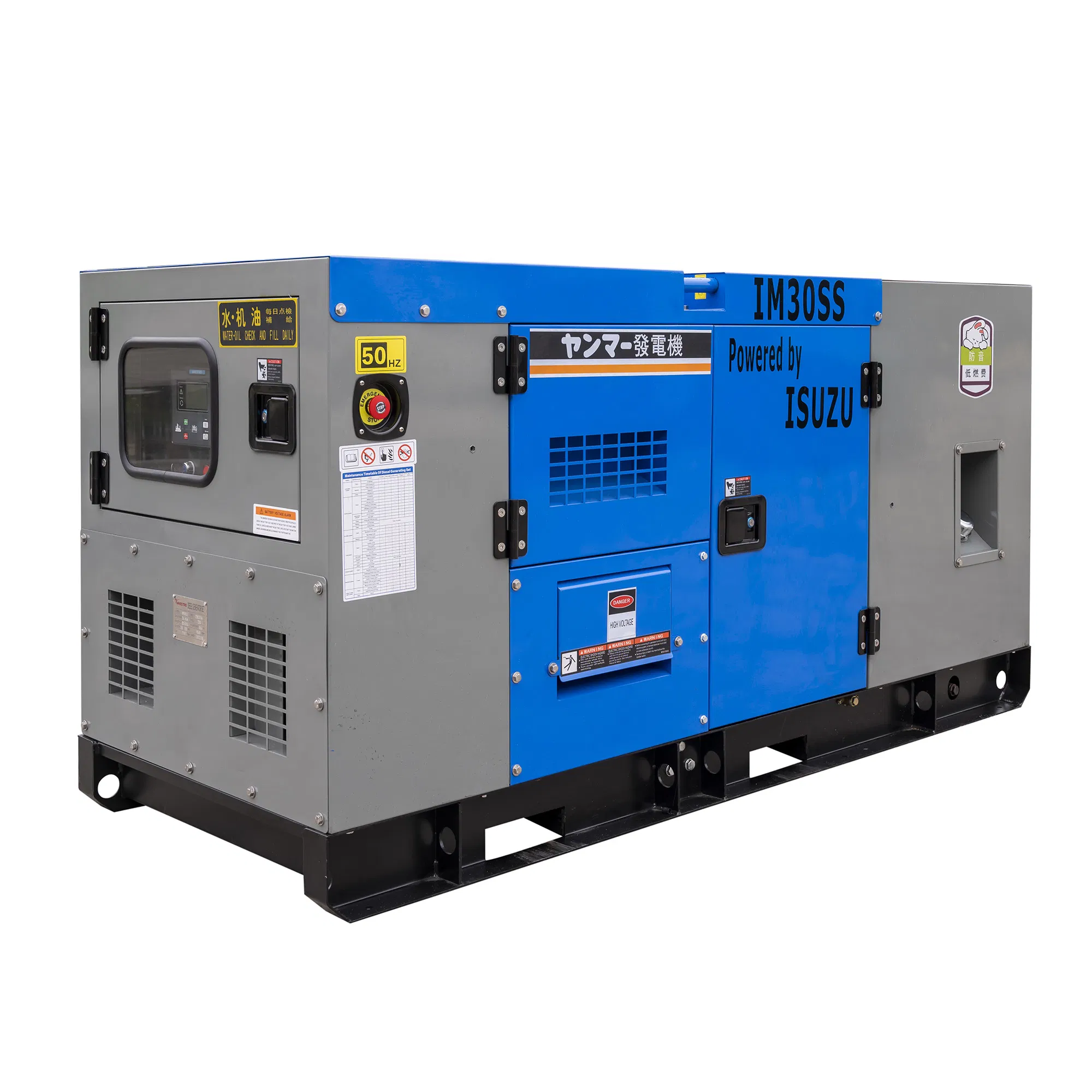 50Hz 60Hz 220V 440V 3 مرحلة 1 مرحلة 20kVA 25kVA 30kVA 40kVA 50kVA 60kVA 100kVA 120kVA 150kVA مولد طاقة منخفض الضوضاء نوع ديزل