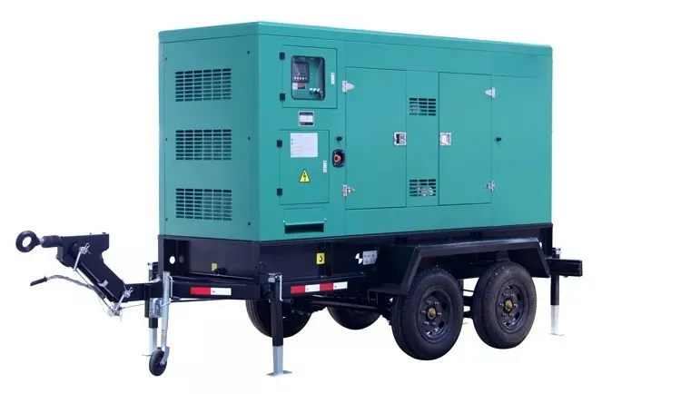 50kVA 100kVA 200kVA مولدات ديزل صامتة مثبتة على مقطورة نوع مولد ديزل متنقل مع مقطورة