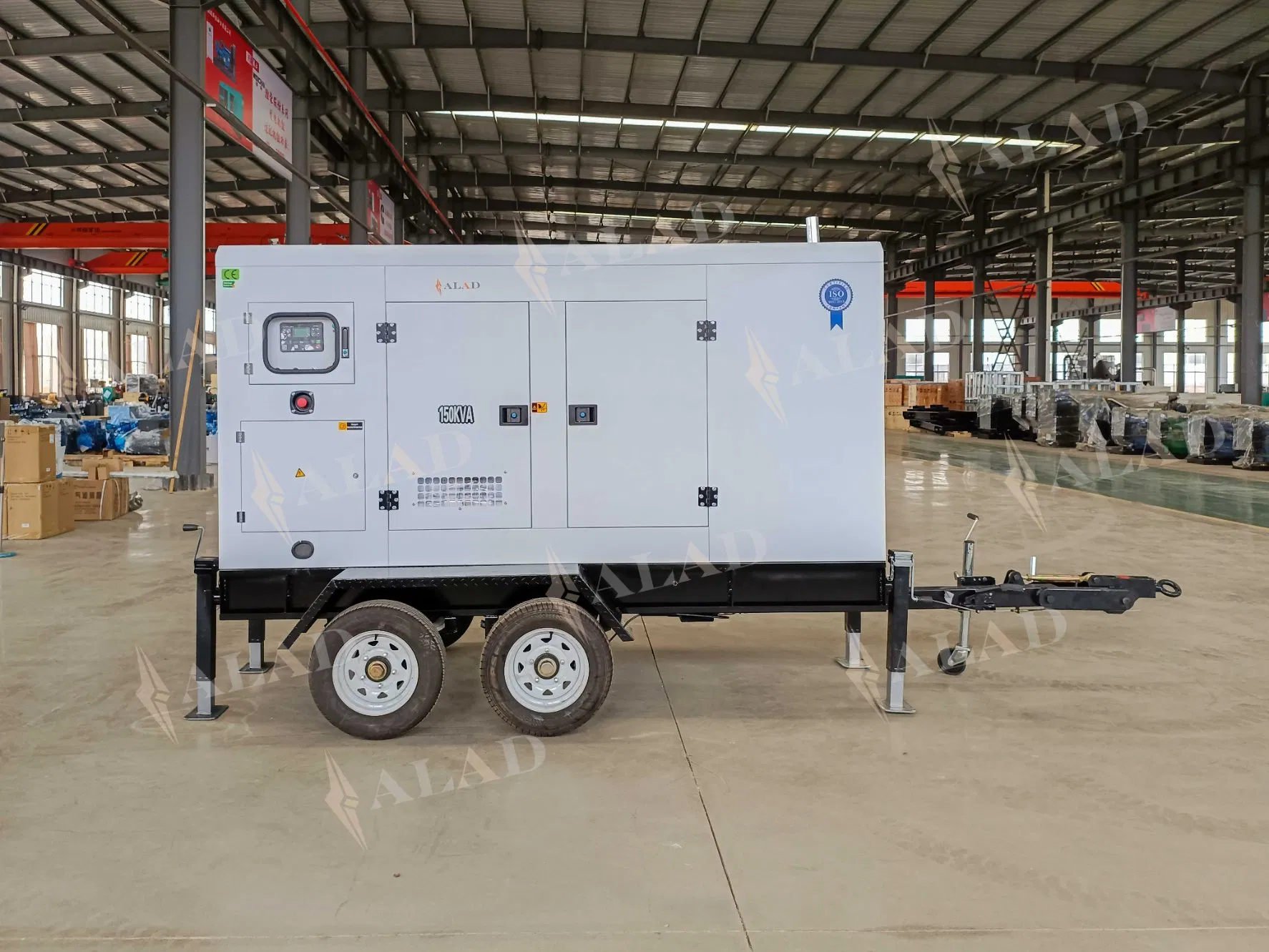 برج إضاءة متنقل مولد ديزل على Trailer90kw 100kw 150kVA 180kVA 200kVA
