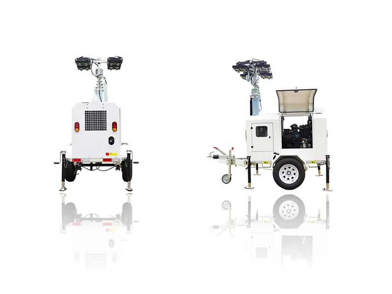 8kw 8kVA أبراج إضاءة ومولدات مزودة بمحرك ديزل من علامة تجارية مشهورة 4X1000W أضواء إشارة برج متنقلة