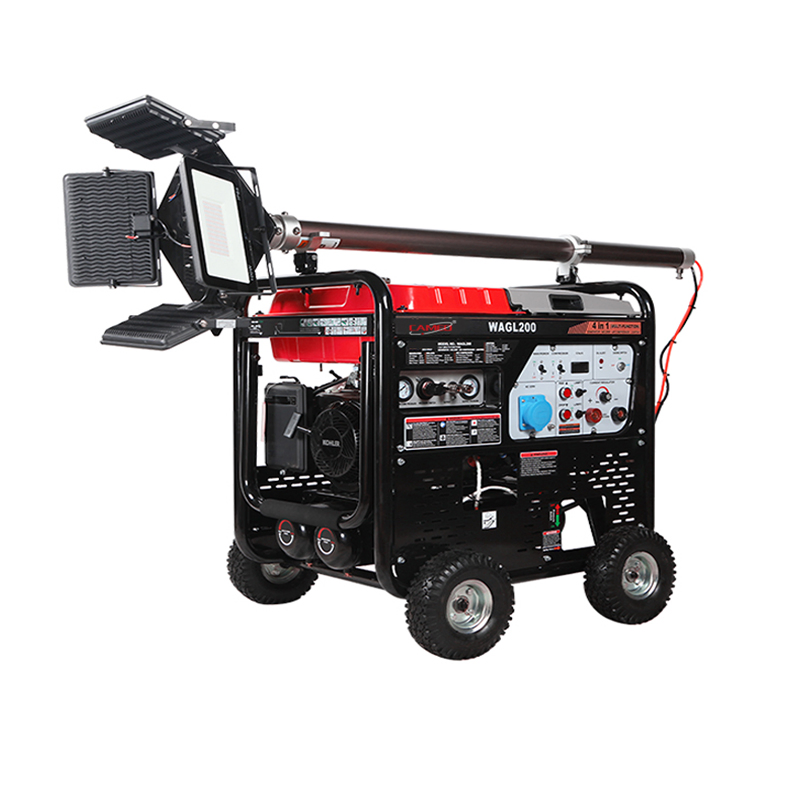 5kw 5kVA 4 في 1 برج إضاءة مولد لحام محمول 180 آلة لحام ديزل AMP برج إضاءة