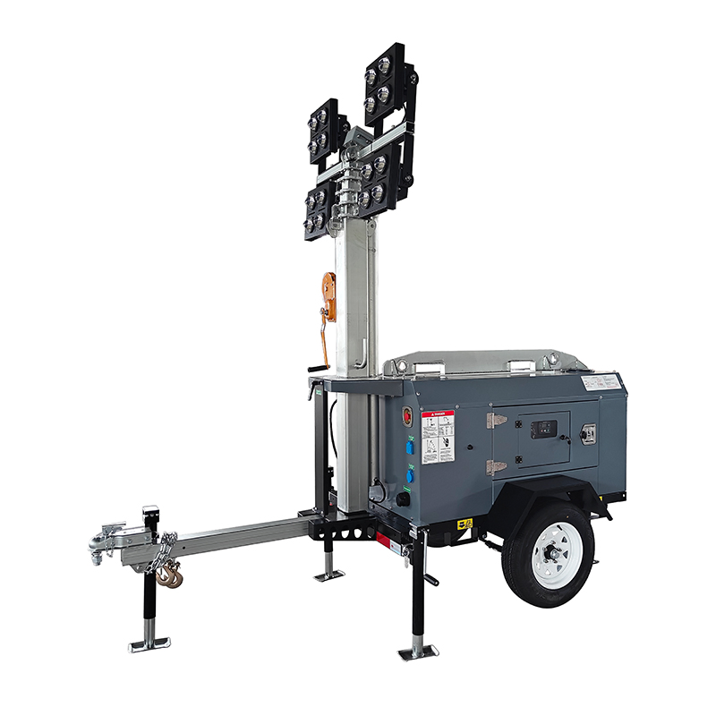 8kw 8kVA أبراج إضاءة ومولدات مزودة بمحرك ديزل من علامة تجارية مشهورة 4X1000W أضواء إشارة برج متنقلة