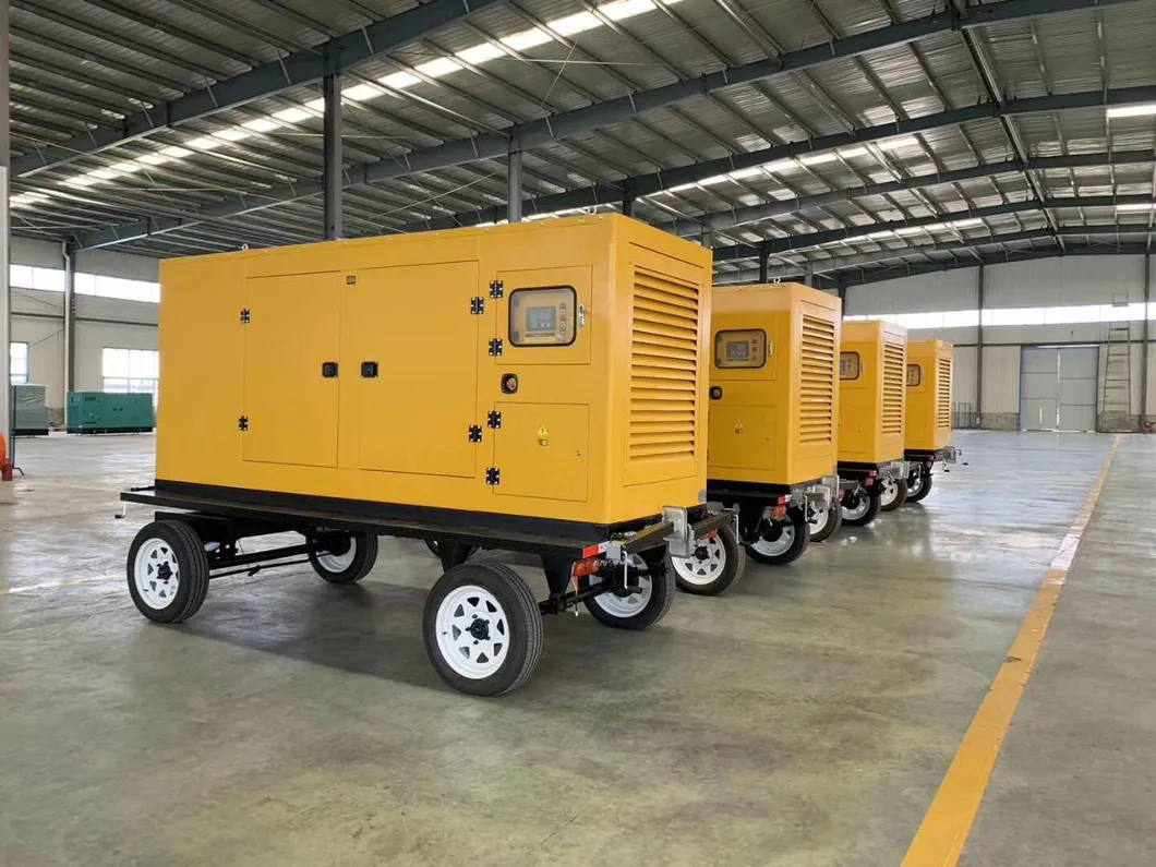 ويفانغ ريكاردو 15kVA-1250kVA 100kVA مقطورة كهربائية صناعية صامتة من نوع مفتوح مولد ديزل متنقل مجموعة مولدات مثبتة على مقطورة