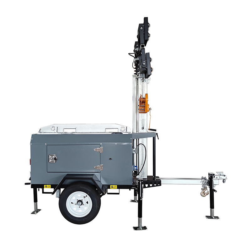 8kw 8kVA أبراج إضاءة ومولدات مزودة بمحرك ديزل من علامة تجارية مشهورة 4X1000W أضواء إشارة برج متنقلة