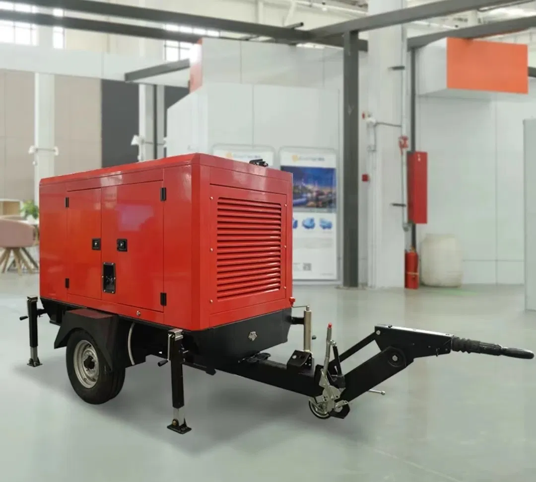 مولد كهربائي متنقل للري وتصريف المياه ومضخة إضاءة 50kw/100kw/150kw/200kw مولد ديزل عازل للصوت متنقل بمحرك كمينس يوتشاي ويشاي ريكاردو