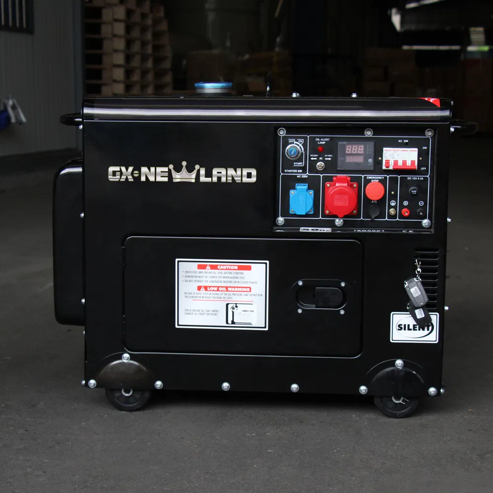 6kw 6kVA مولدات ديزل كهربائية صامتة مبردة بالهواء ثلاثية الطور