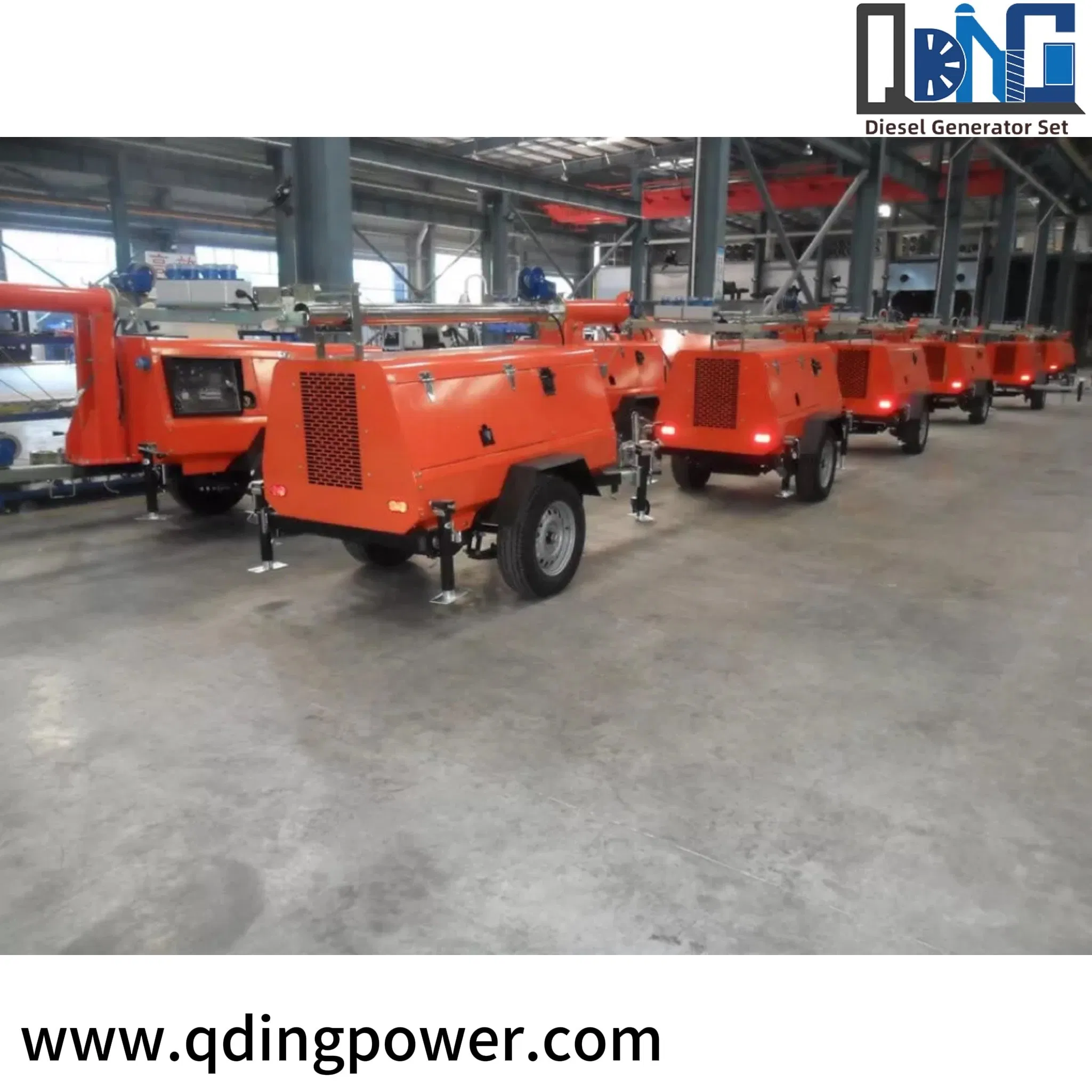 12kVA برج إضاءة متنقل صناعي مع مولد ديزل ثقيل للاستخدام في المواقع الكبيرة
