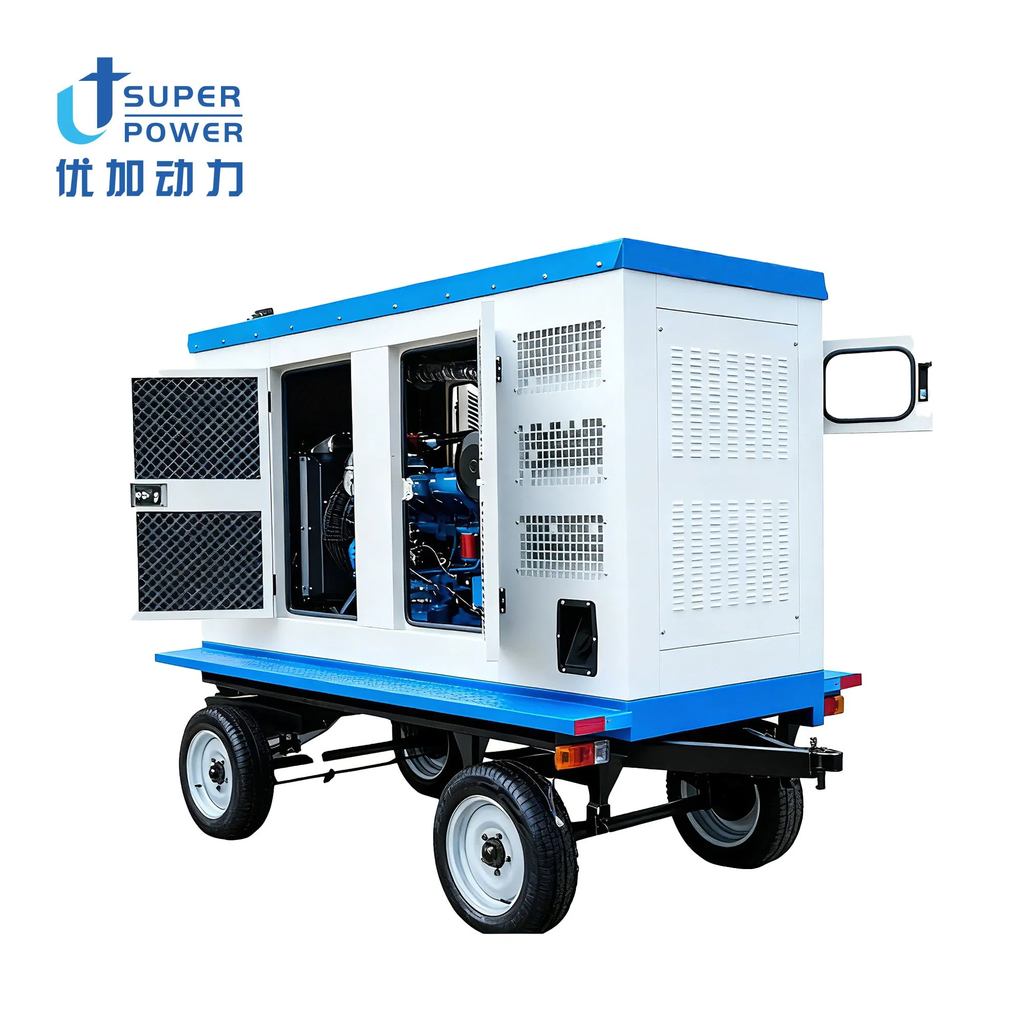 مولد ديزل مثبت على مقطورة 50kVA 100kVA مجموعة مولدات متنقلة لموقع البناء مشروع بناء
