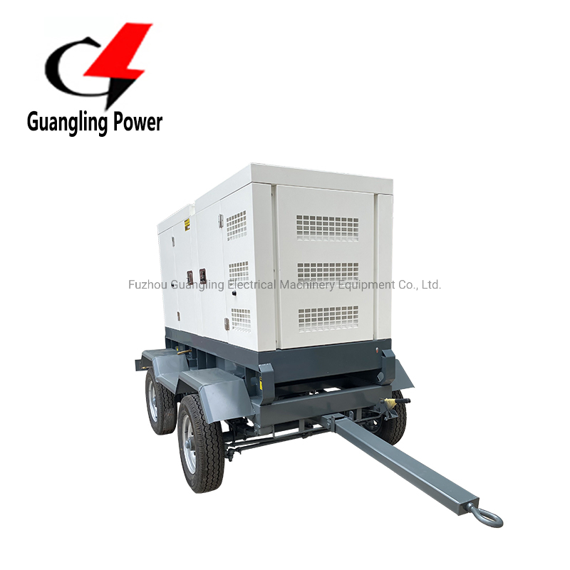 50kVA 40kw مولد ديزل صامت مثبت على مقطورة معزول صوتياً السعر