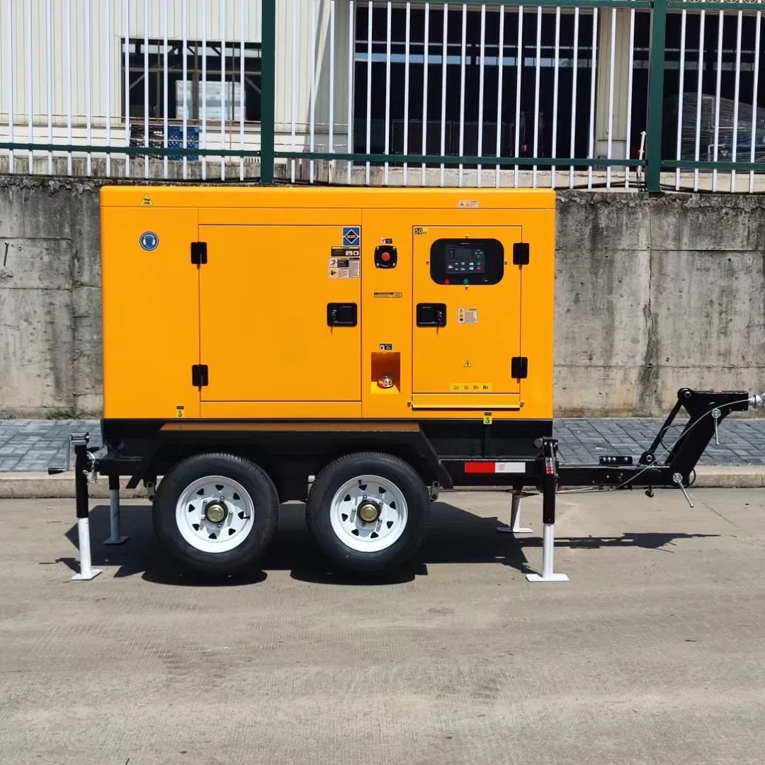 20kVA مولد ديزل متنقل صامت مثبت على مقطورة مع نظام تبريد بالماء 30kw, 40kw, 50kw مولد محمول 50kw مولد ديزل