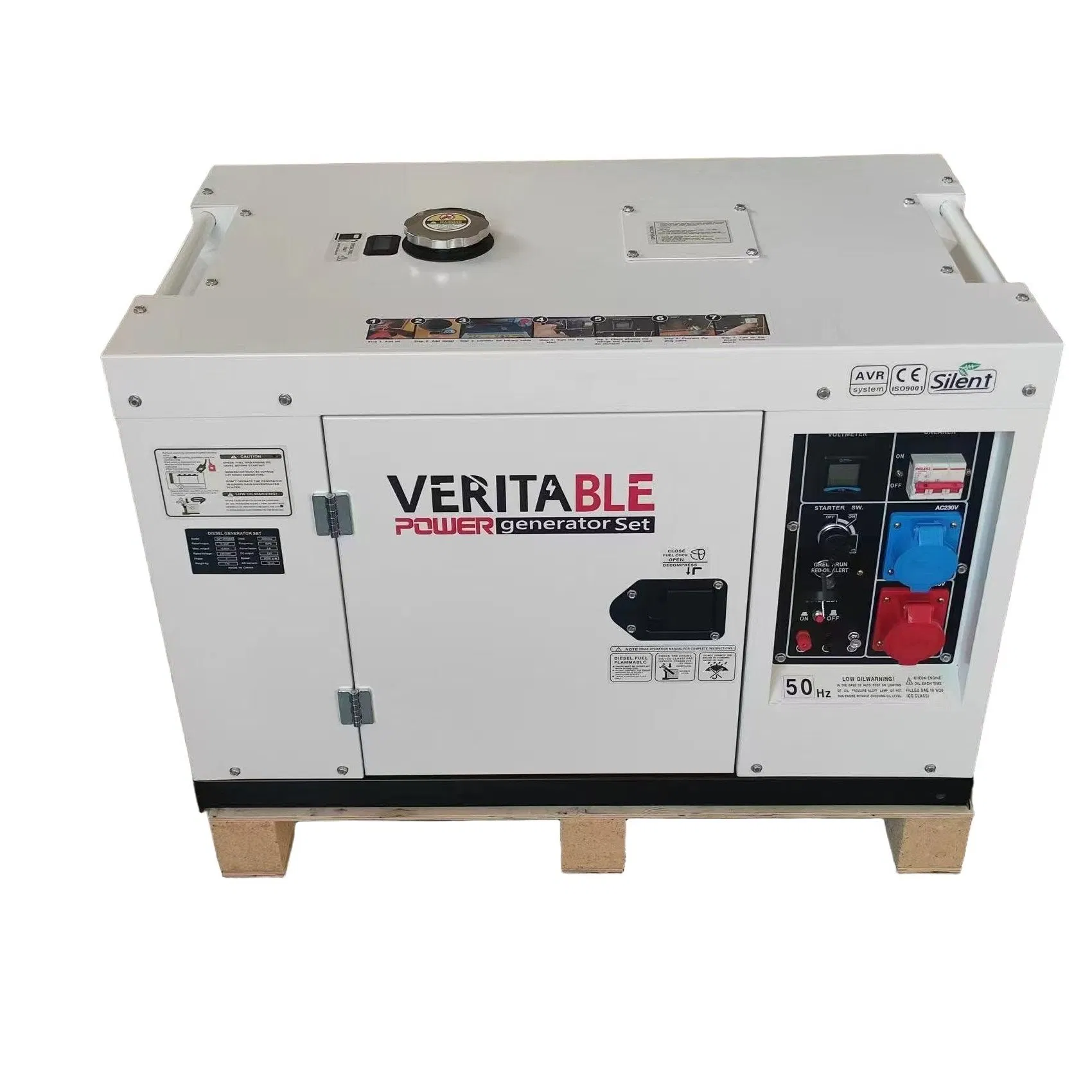 9kw 12kVA مولد صامت ثلاثي الطور أحادي الطور 220V 50Hz 60Hz مبرد بالماء بدء كهربائي ضوضاء منخفض محمول احتياطي صناعي مولد طاقة ديزل CE