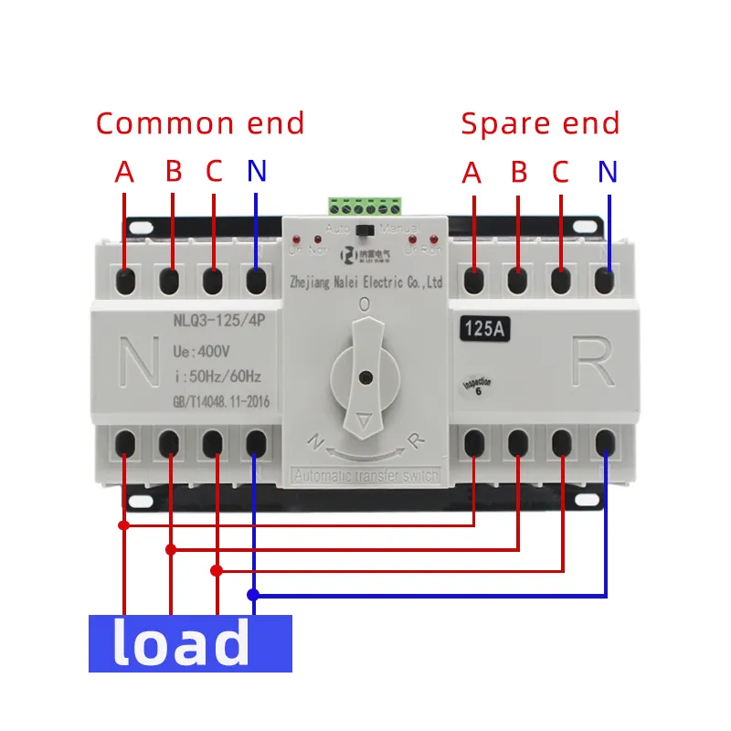 مفتاح النقل التلقائي 100AMP لمولد الديزل 2p 125A التحويل التلقائي للنقل
