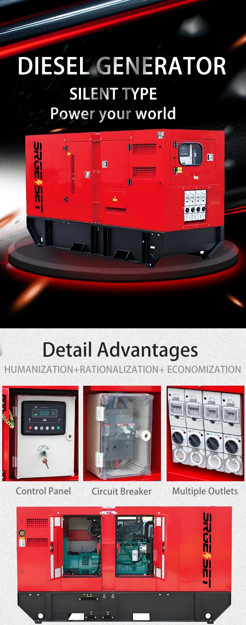 200kw 250kVA مولد ديزل كهربائي مزود بتبريد بالماء وصوت منخفض وصامت