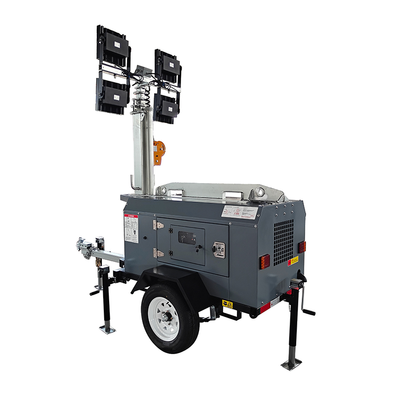 8kw 8kVA أبراج إضاءة ومولدات مزودة بمحرك ديزل من علامة تجارية مشهورة 4X1000W أضواء إشارة برج متنقلة