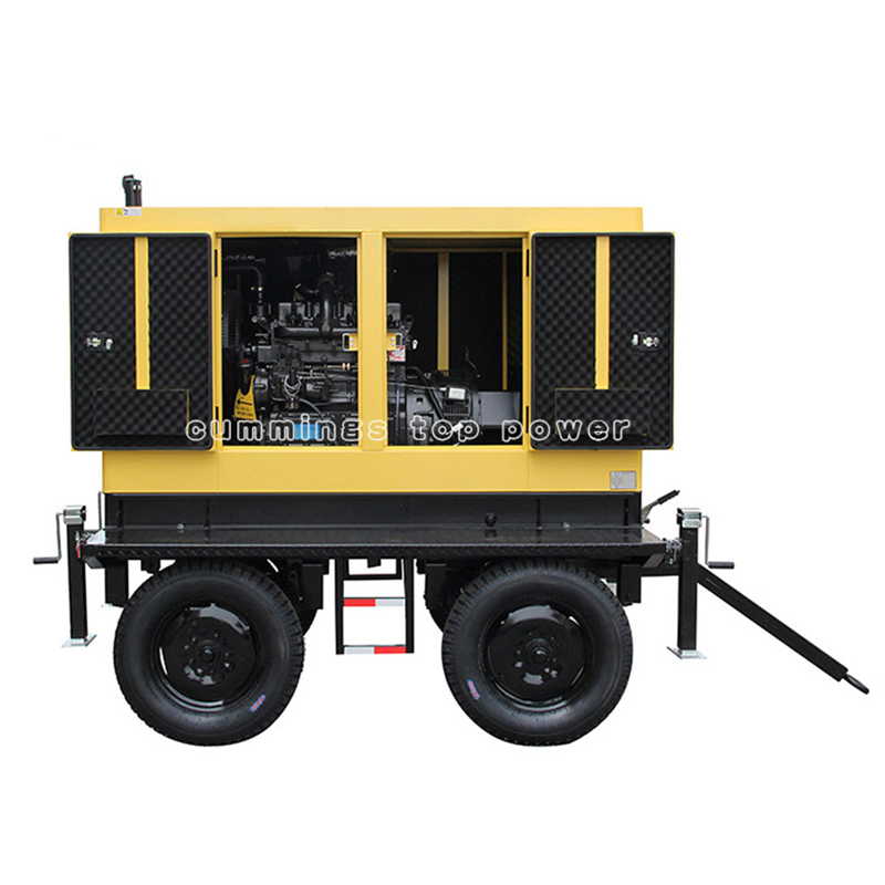 50kw 60kw مولد كهربائي ديزل صامت مزود بالطاقة المحمولة على مقطورة