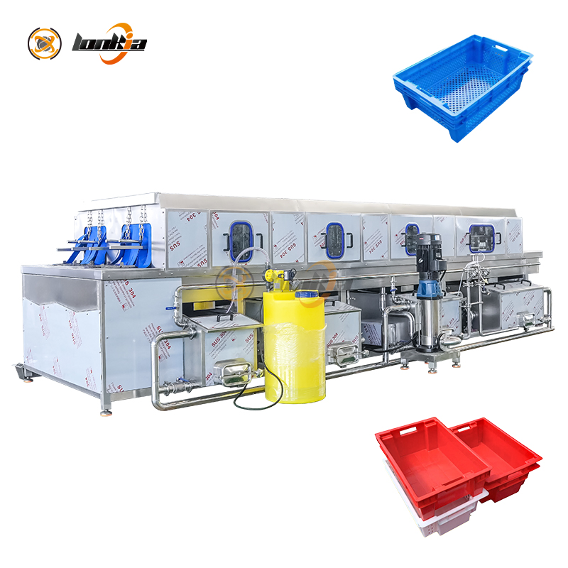 Heavy-Duty Dual-Channel Basket Washer Crate &amp; Turnover Box Cleaning Equipment