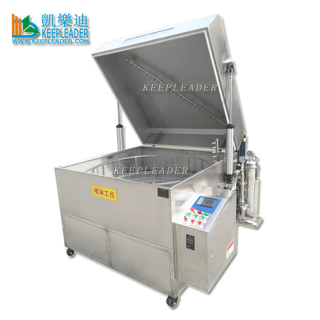 Rotary Basket Parts Washer High Pressure Spraying Cleaning Cabinet of Top Loading Jet Blasting Parts Hot Water Washing Equipment