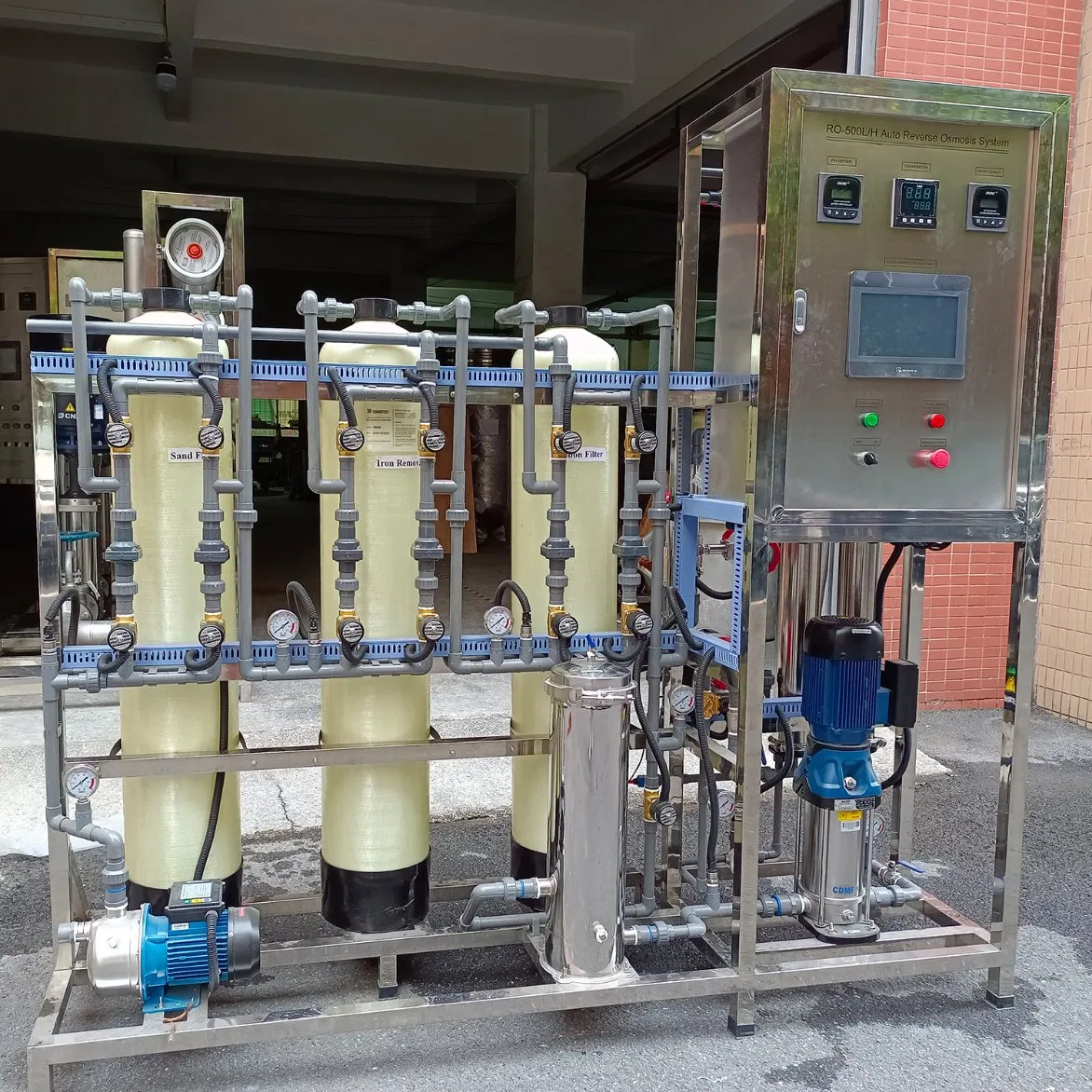 Automatic Flushing 500lph RO Water Purification Treatment Plant Reverse Osmosis Filter System