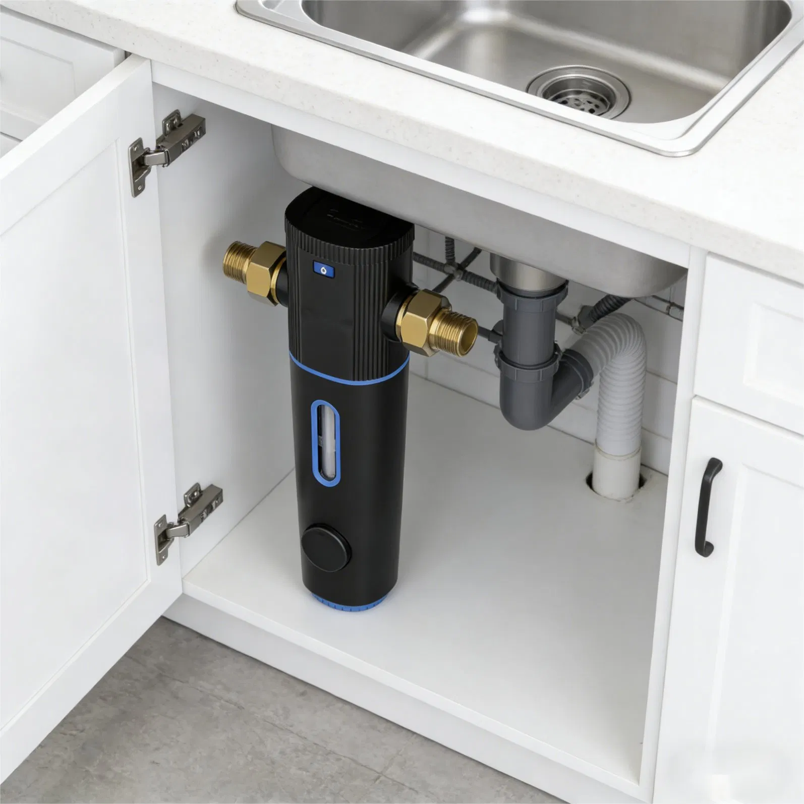 Home Water Filtration System with Manual Flushing Capability