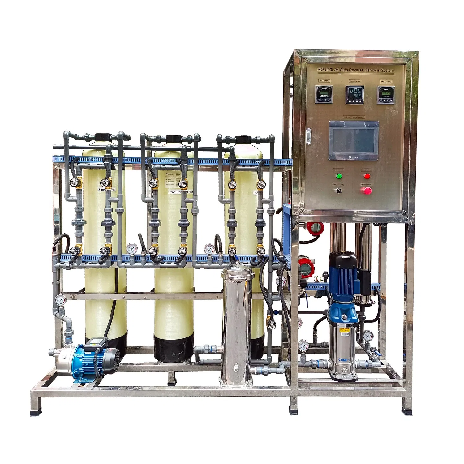 Automatic Flushing 500lph RO Water Purification Treatment Plant Reverse Osmosis Filter System