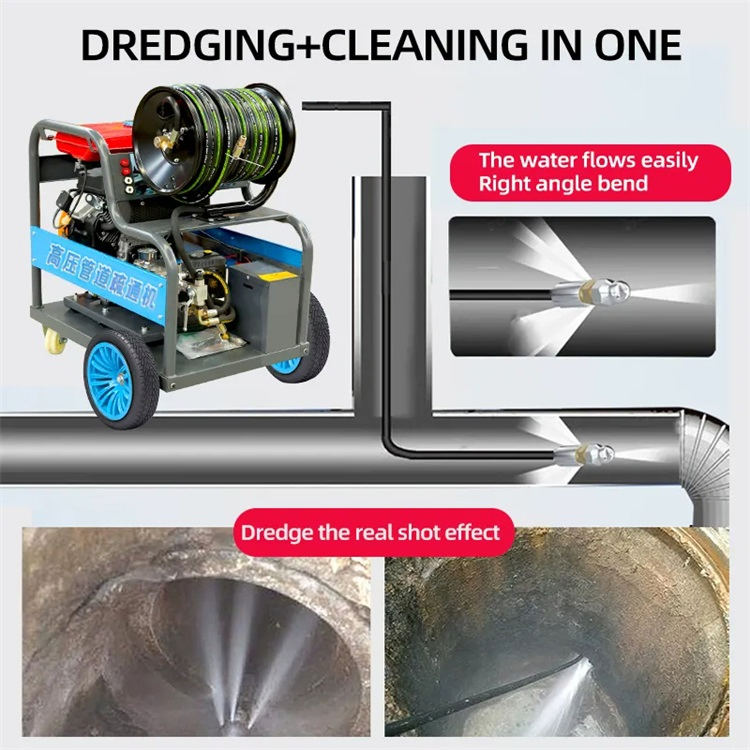 High Pressure Fuel Sewer Cleaning Pipe Drain Cleaning Equipment Sewer Jetter 180-800 Bar Drain Cleaner Pipe Cleaning Equipment