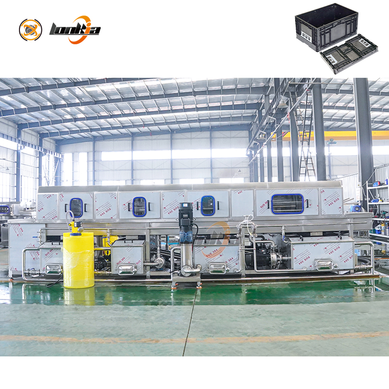Heavy-Duty Dual-Channel Basket Washer Crate &amp; Turnover Box Cleaning Equipment