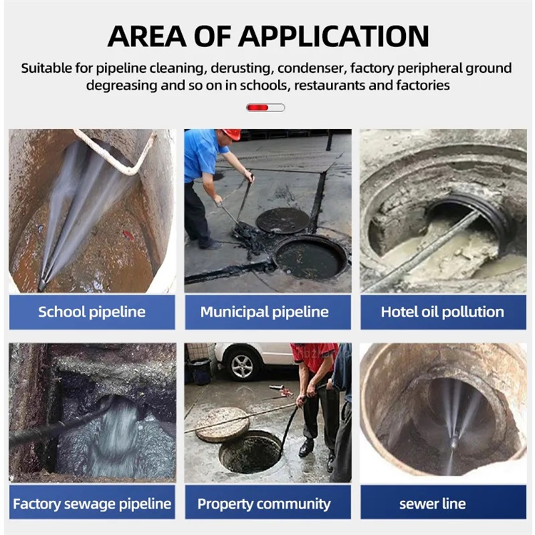 High Pressure Jet Sewer Dredge Tool Pipeline 150-600bar 40-80lpm Drain Cleaning Equipment Pipe Cleaning Equipment