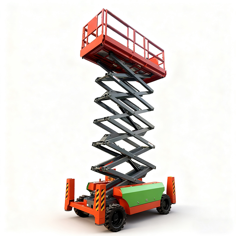 10m 12m 14m 16m 18m 20m Compact Indoor Mobile Elevating Rough Terrain Scissor Lift Warehouse Self-Propelled Electric Wheeled Aerial Work Platform with Outrigger