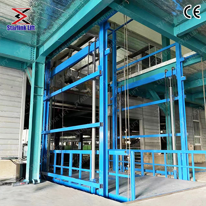 Wall-Mounted Hydraulic Material Lift 390-Inch Hydraulic Guide Rail Warehouse Cargo Lift Platform Cargo Hydraulic Lift
