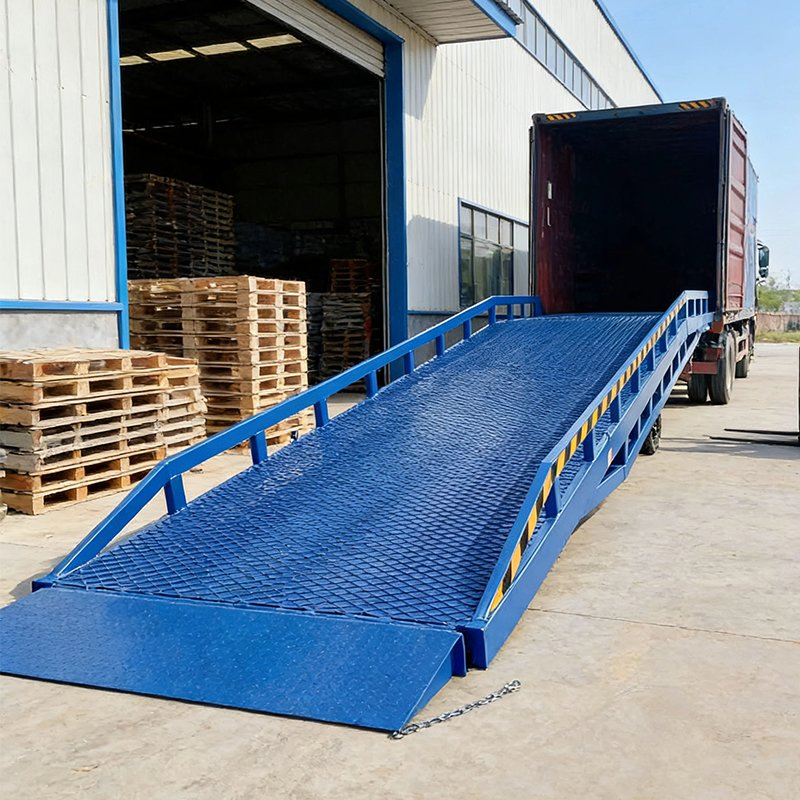 12ton 1.8m Height Adjustable Mobile Dock Ramp Hydraulic Forklift Yard Ramp for Container Loading