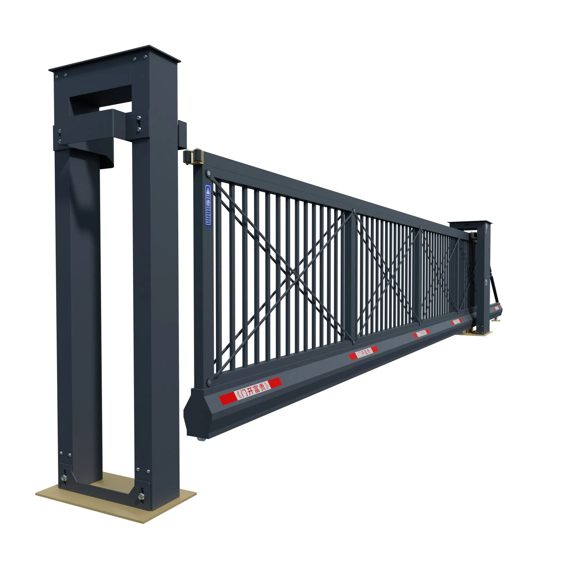 Xgy China Factory Modern Industrial Secure Design Electric Motor Opener Curved Fence Slide Gate Automatic Aluminium Cantilever Sliding Door for Houses Entrance