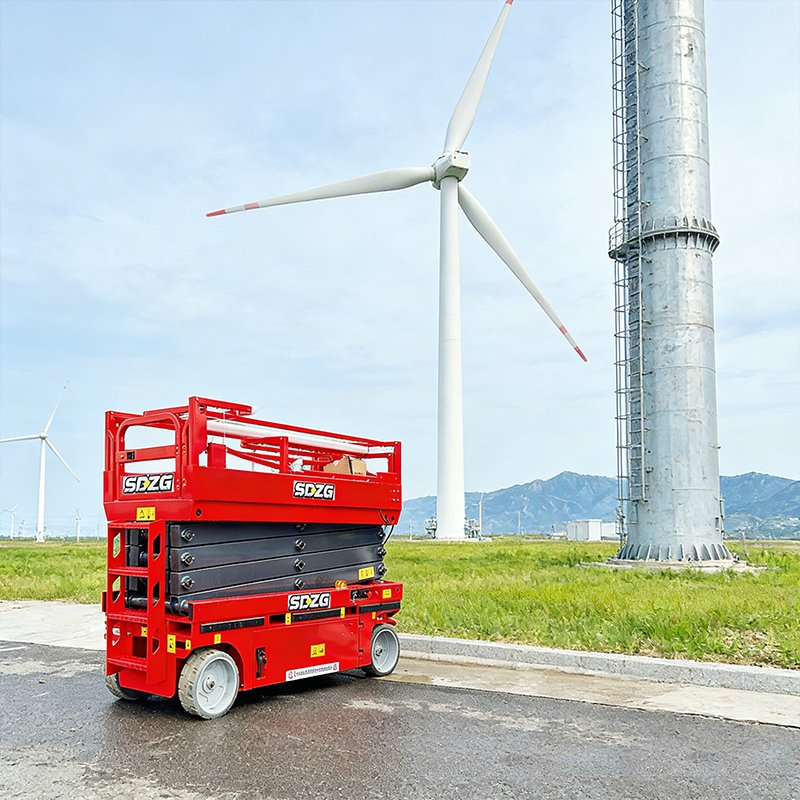 320kg 8-12m Self-Propelled Hydraulic Lift Mobile Electric Battery Dual Mast Steel Scissor Lift Platforms 4 Pers