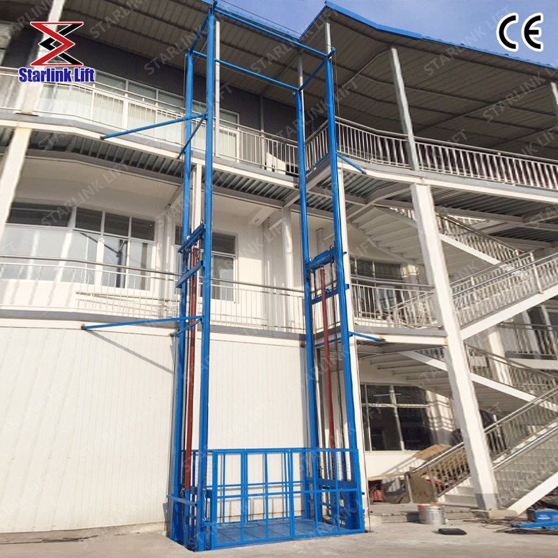 Wall-Mounted Hydraulic Material Lift 390-Inch Hydraulic Guide Rail Warehouse Cargo Lift Platform Cargo Hydraulic Lift