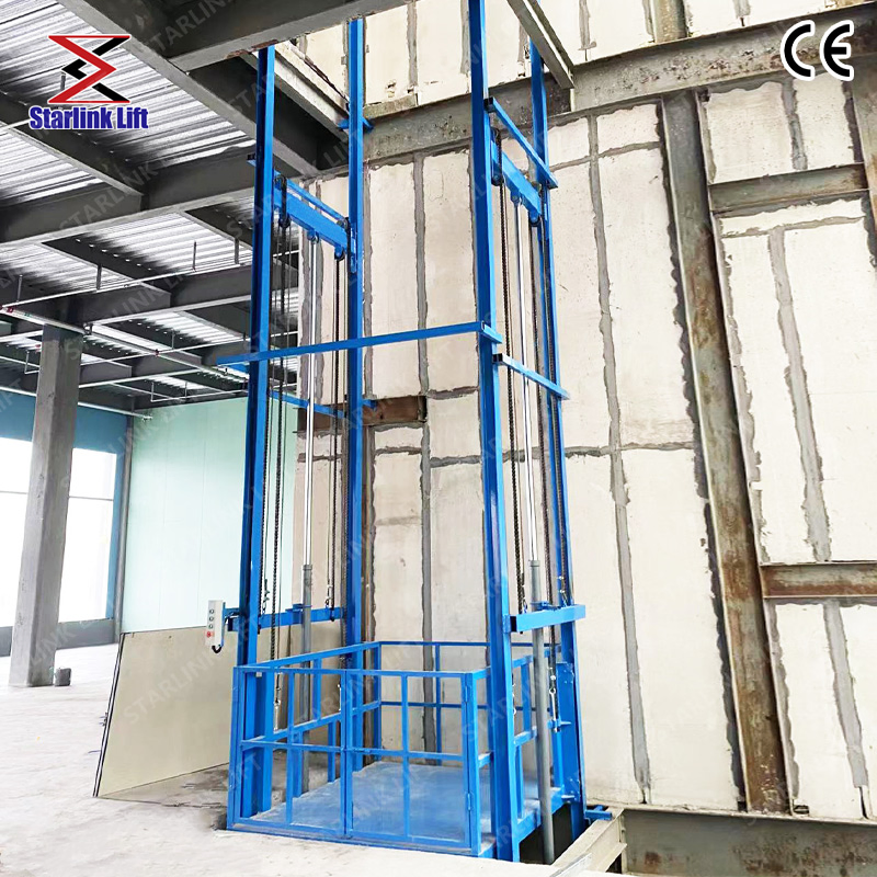 Wall-Mounted Hydraulic Material Lift 390-Inch Hydraulic Guide Rail Warehouse Cargo Lift Platform Cargo Hydraulic Lift
