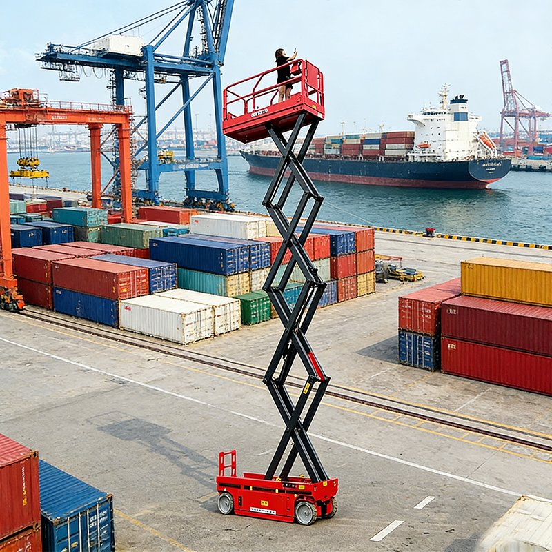 320kg 8-12m Self-Propelled Hydraulic Lift Mobile Electric Battery Dual Mast Steel Scissor Lift Platforms 4 Pers