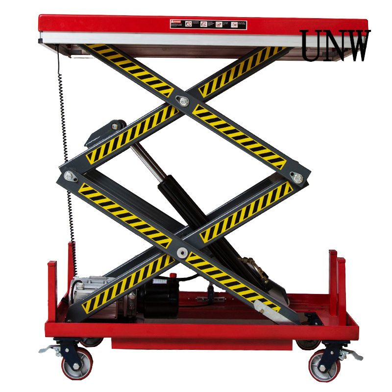 1ton Mobile Scissor Lift Table Manual Hydraulic Table Lifter with Wheels