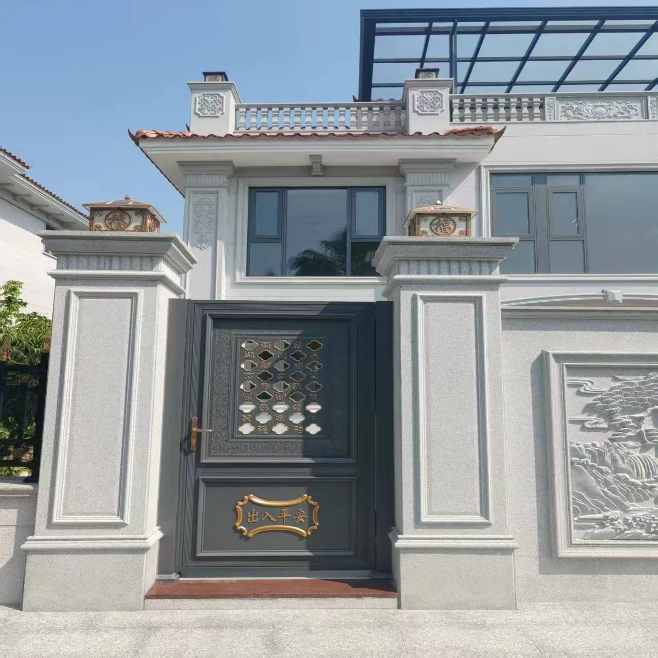 New Style Horizontal Single Panel Modern Main Gate Design Aluminium Sliding Gate for Driveway Fence Metal Panel Industrial Entrance Gate